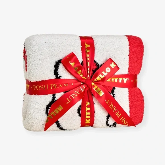 POSH PEANUT X HELLO KITTY HALLOWEEN GHOSTS SANRIO CUDDLE BLANKET - Picture 3 of 8